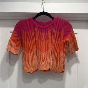Gradient Pink and Orange Knit Women's Top
